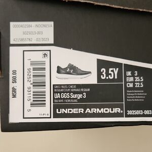 Kids Under Armour Surge 3 Black White Sneakers